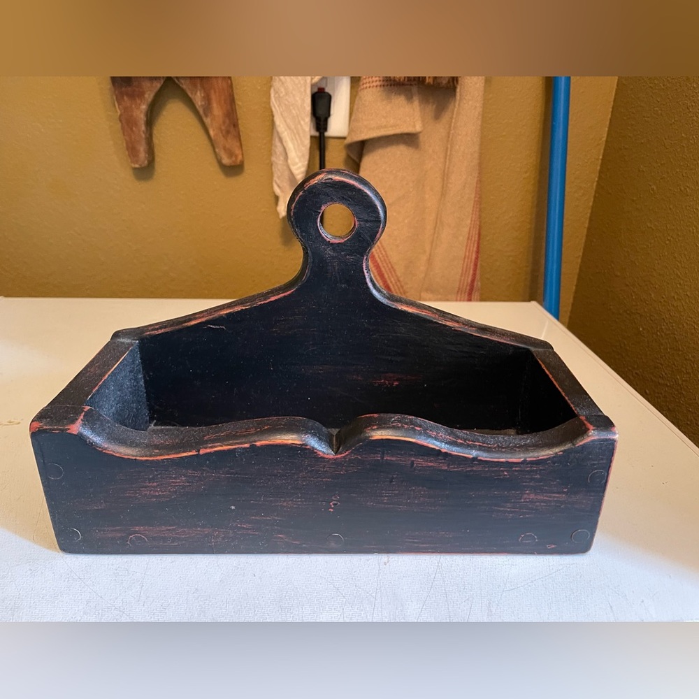 Primitive black over red candle box
12 inches length
5 inches width